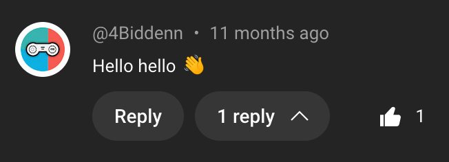 A YouTube comment saying 'Hello, hello'